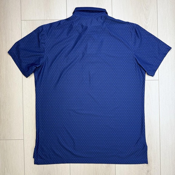 Peter Millar Men's M Summer Comfort Blue Geometric Performance Golf Polo Shirt - Picture 6 of 8